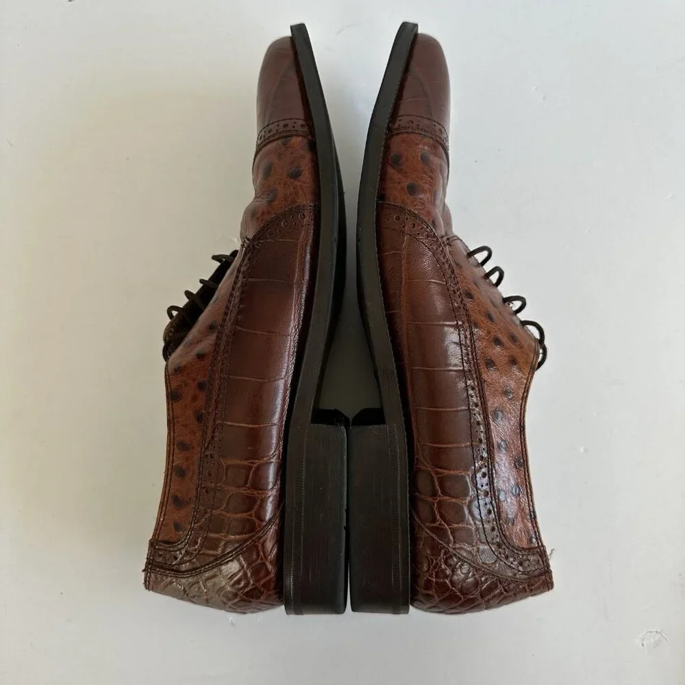 Stacy Adams Genuine‎ Leather Ostrich/Alligator Oxfords Men's Size Size 10M Brown